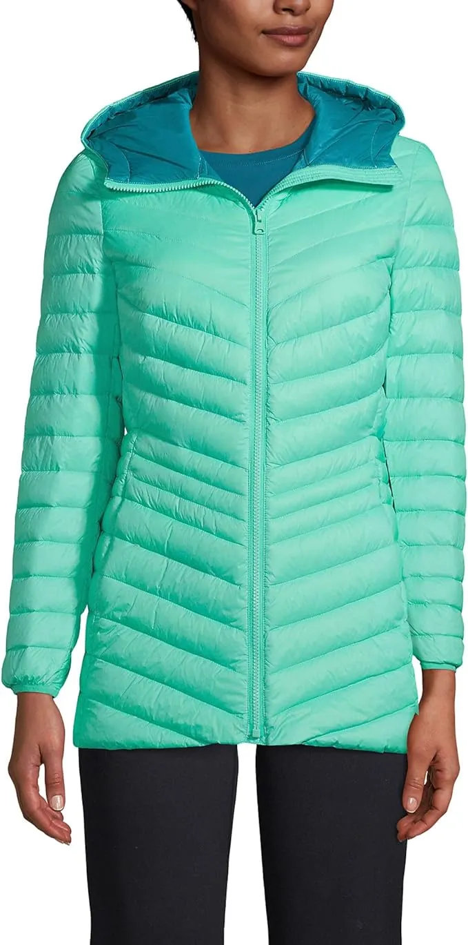 Lands End Womens Ultralight Packable Down Long Jacket