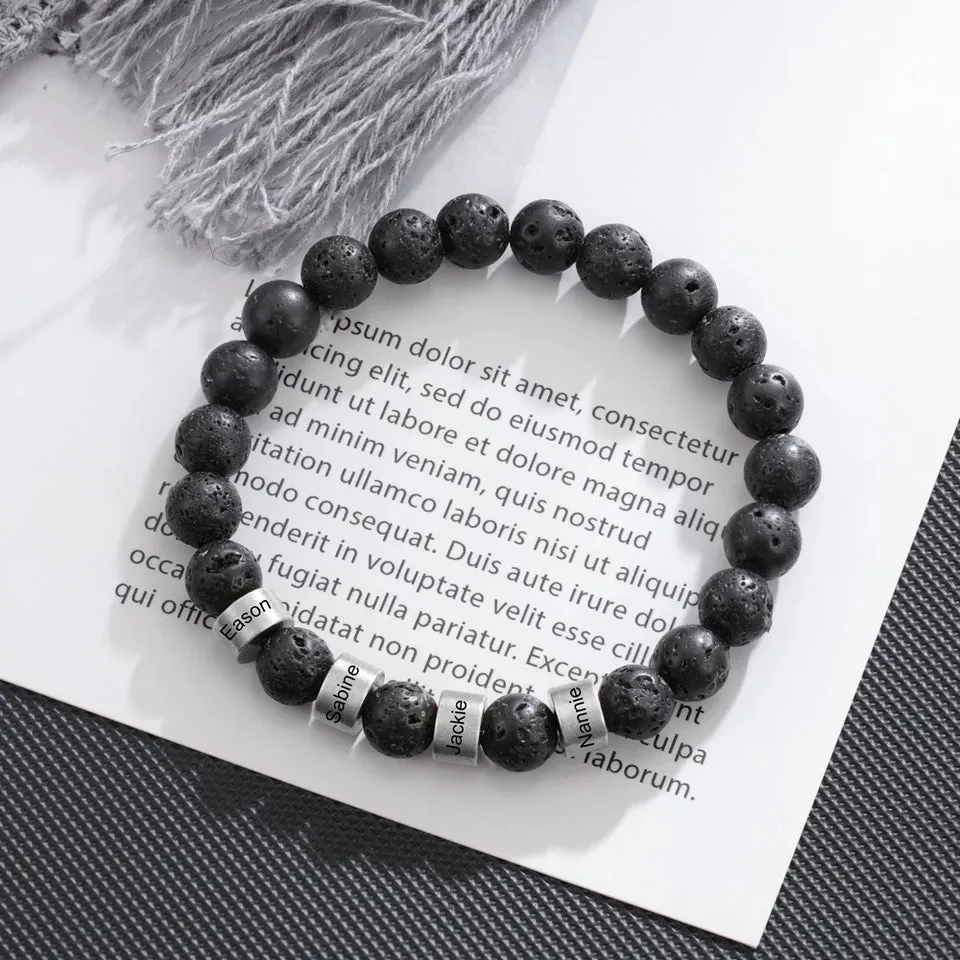 Lava Stone Men Name Bracelet