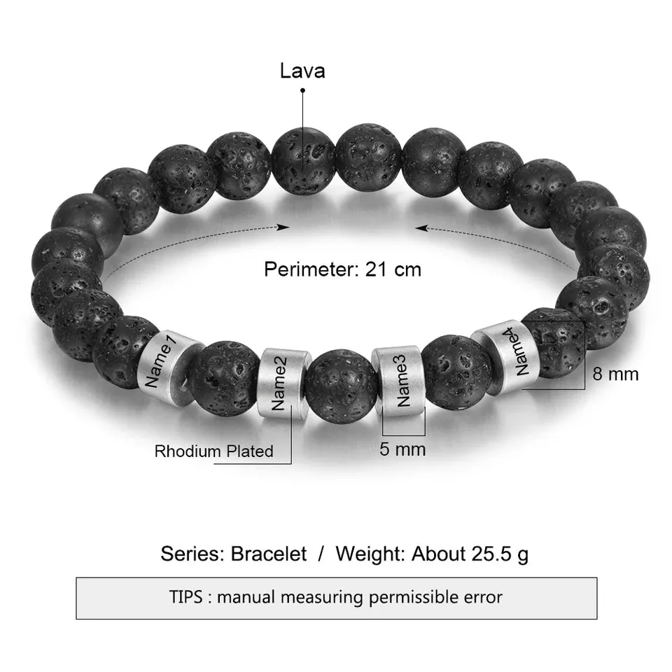 Lava Stone Men Name Bracelet