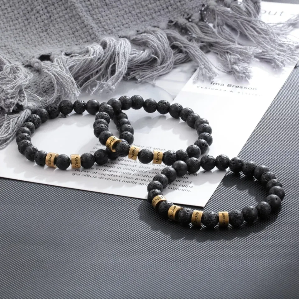 Lava Stone Men Name Bracelet