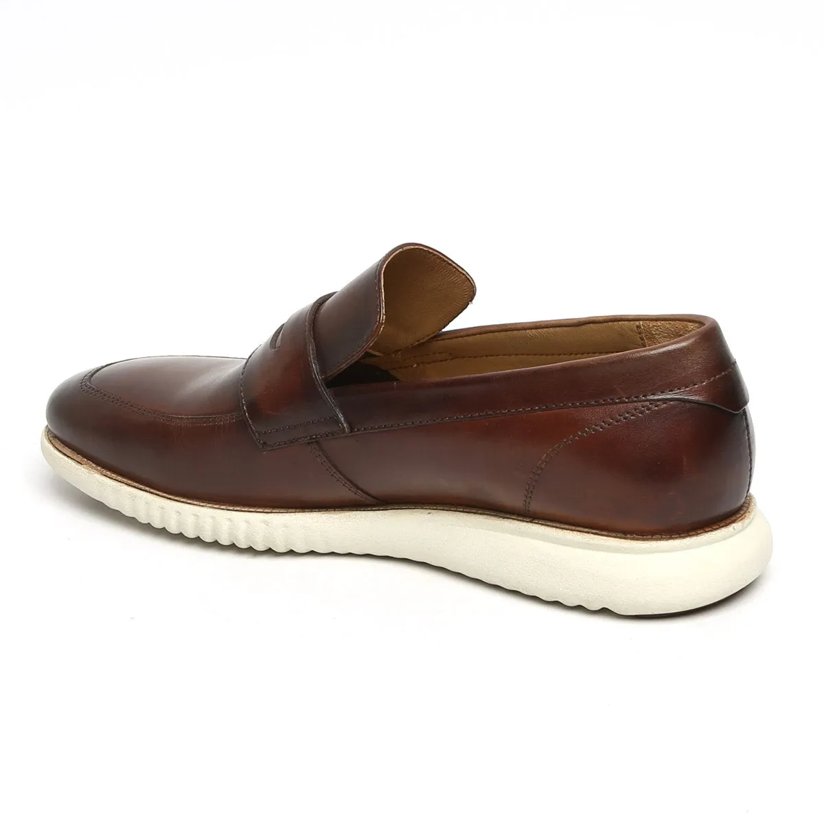 Light Weight Sneaker Sole Shoes in Dark Brown Leather