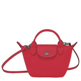 Longchamp - Le Pliage Cuir Cross Body Bag in Rouge Kiss