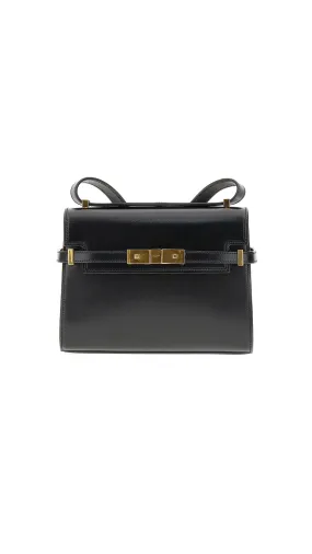 Manhattan Mini Crossbody Bag in Box Leather - Black