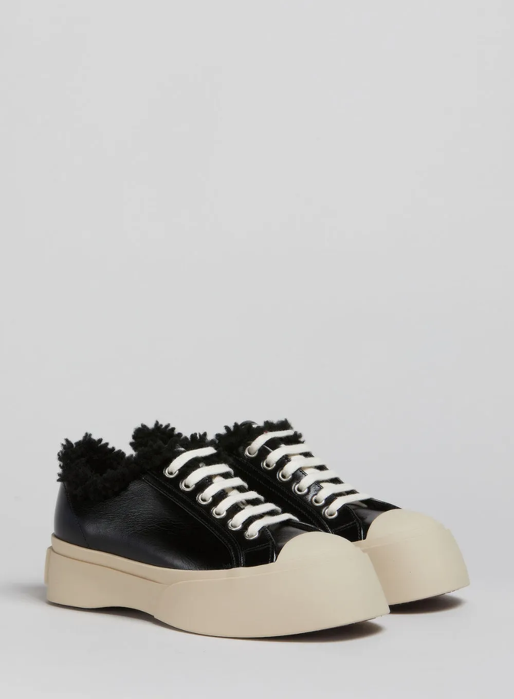 MARNI | Pablo Lace-Up Shearling Trim Sneaker