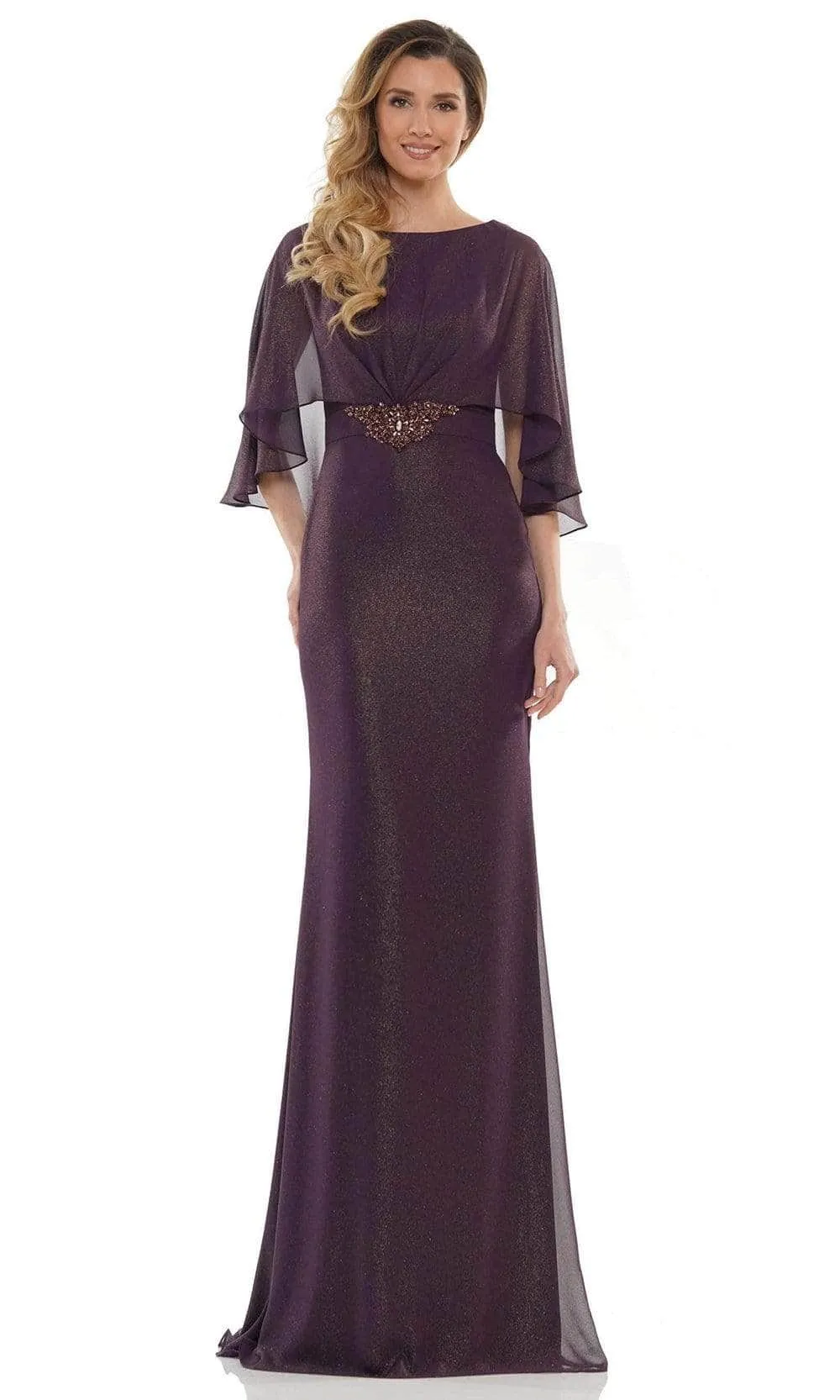 Marsoni by Colors MV1130 - Sheer Caped Evening Gown