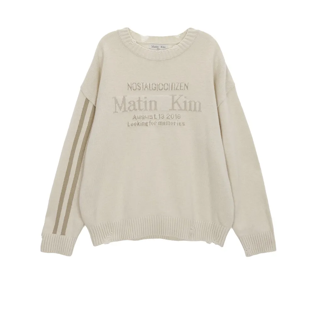 Matin Kim  |Casual Style Street Style Logo V-neck & Crew neck