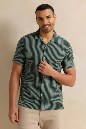 Men Blue Striped Casual Shirt