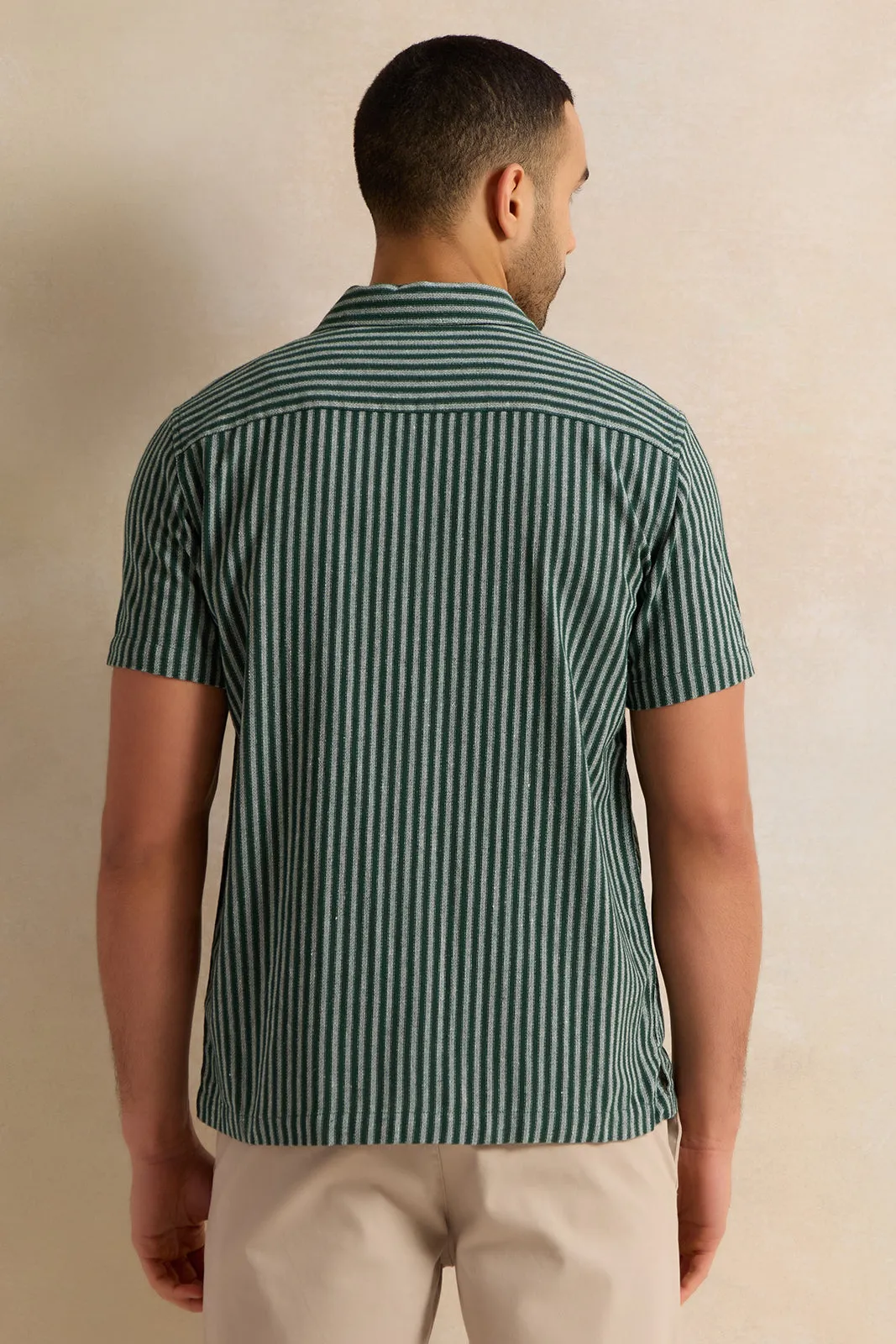 Men Blue Striped Casual Shirt