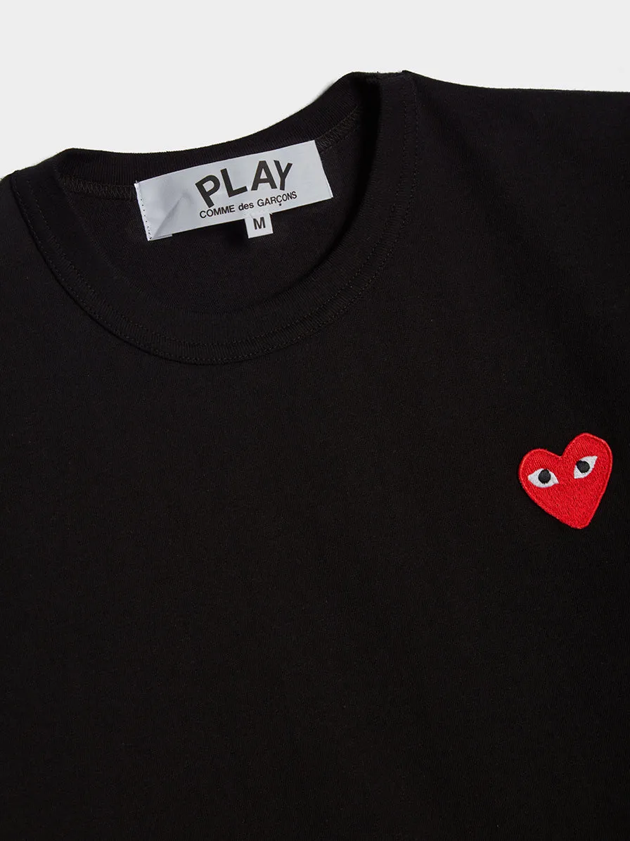 Men Red Heart Play T-Shirt, Black