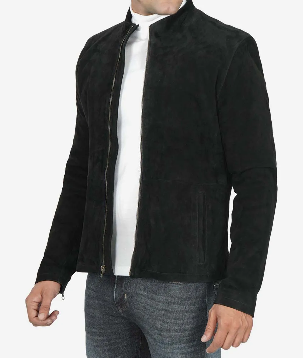 Men's Real Suede Black Biker Jacket