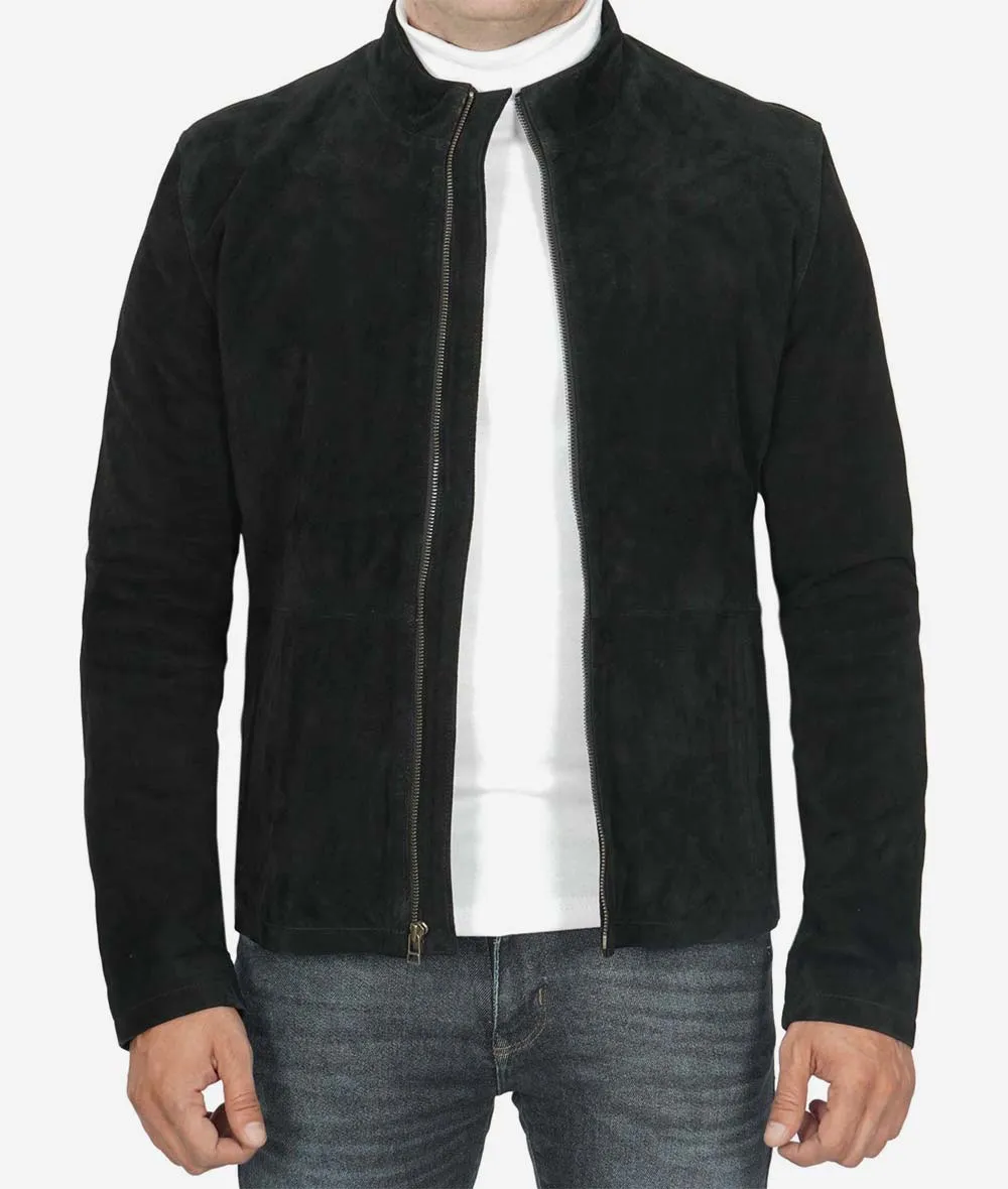 Men's Real Suede Black Biker Jacket