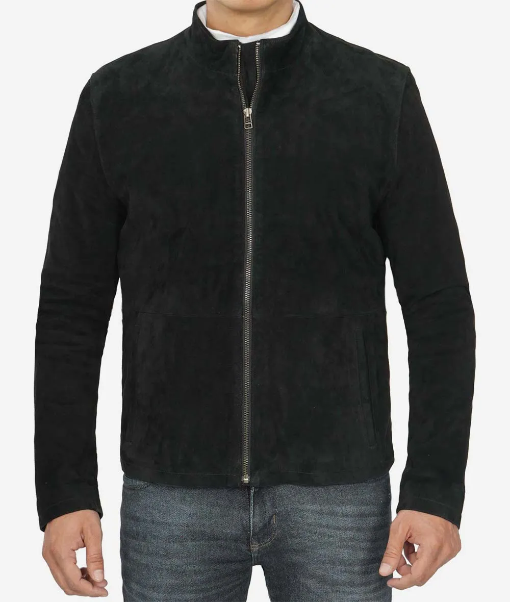 Men's Real Suede Black Biker Jacket