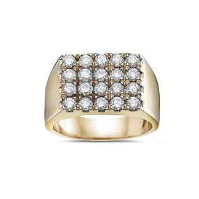 Men's 14K Yellow Gold Ring with 2.96 CT Diamonds