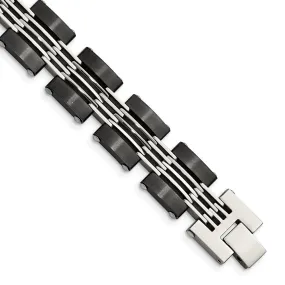 Men's 15mm Two Tone Stainless Steel Link Bracelet, 8 Inch