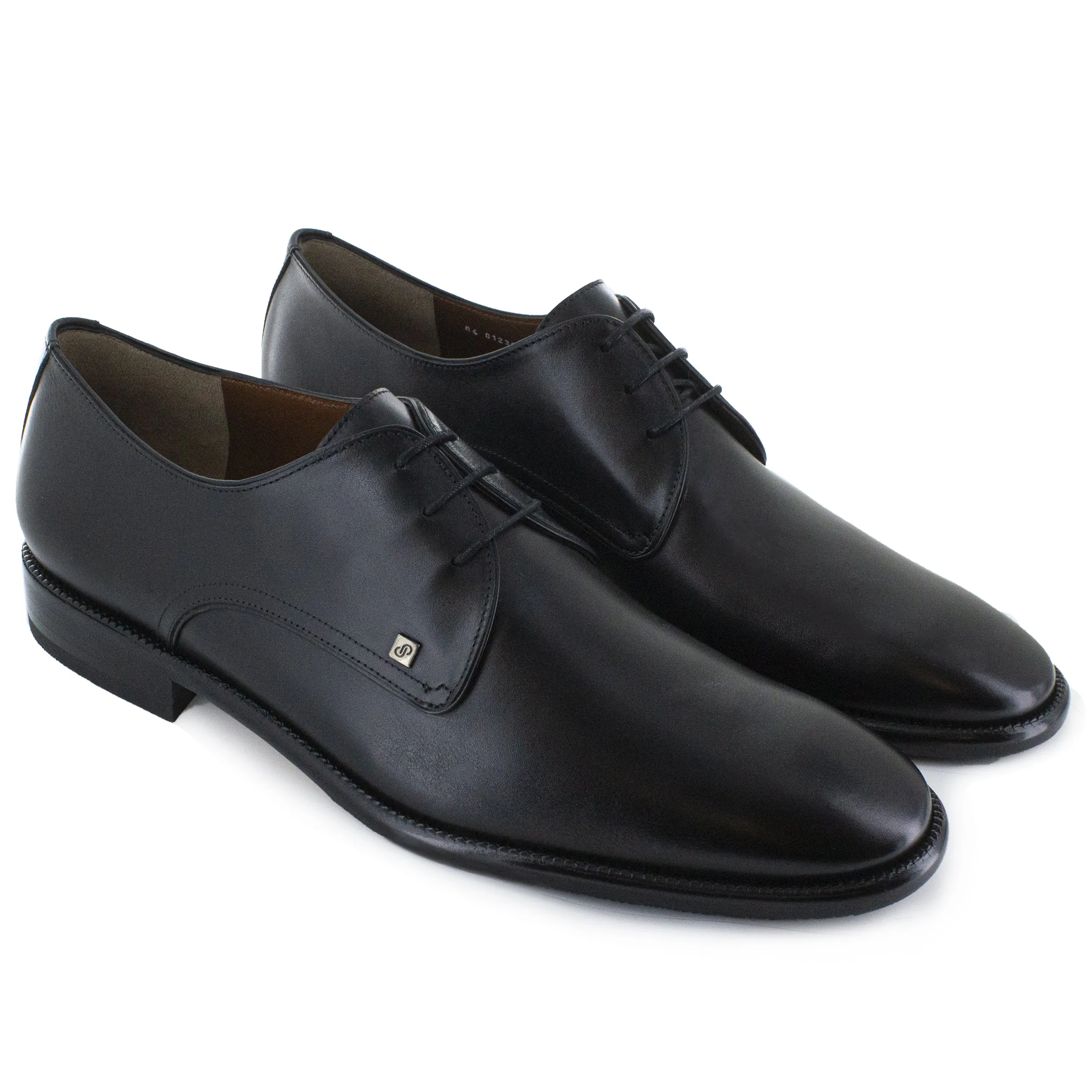 Mens black leather derby classic shoes