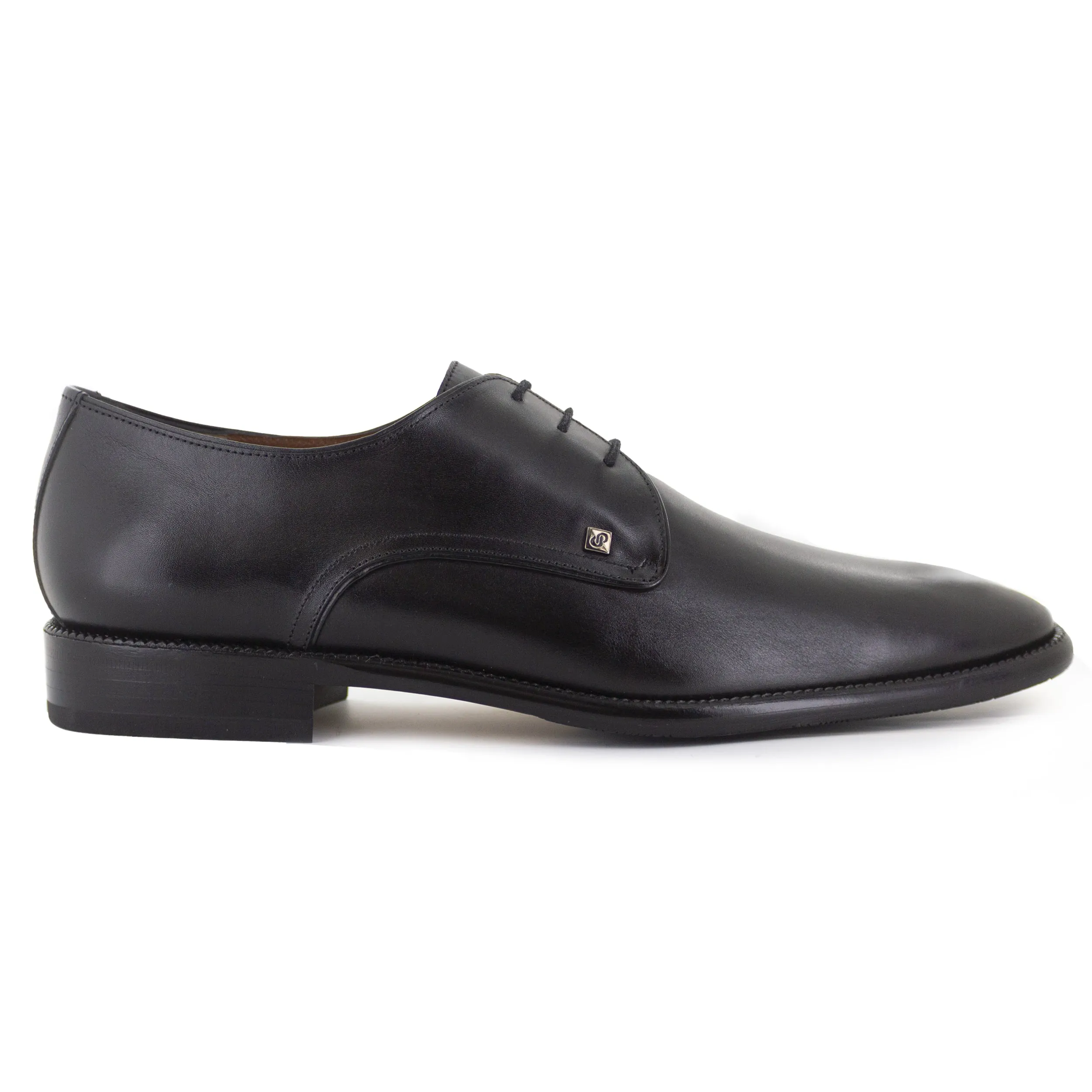 Mens black leather derby classic shoes