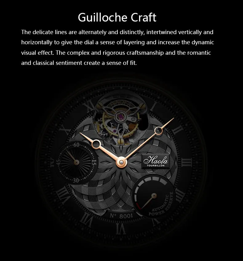 Men's Business Style Skeleton Automatic Tourbillon Mechanical Wristwatch