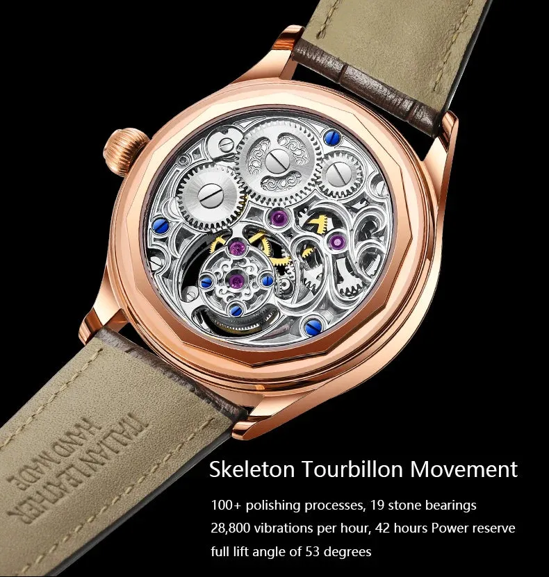 Men's Flying Tourbillon Manual Mechanical Movement Business Wristwatch