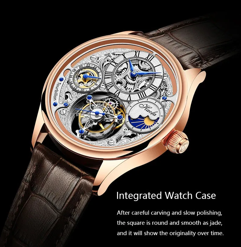 Men's Flying Tourbillon Manual Mechanical Movement Business Wristwatch