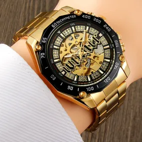 Men's Luxury Casual Golden Skeleton Automatic Mechanical Wristwatch