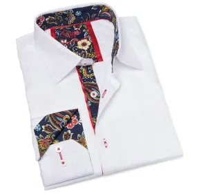 Men's White Patterned Dress Shirt