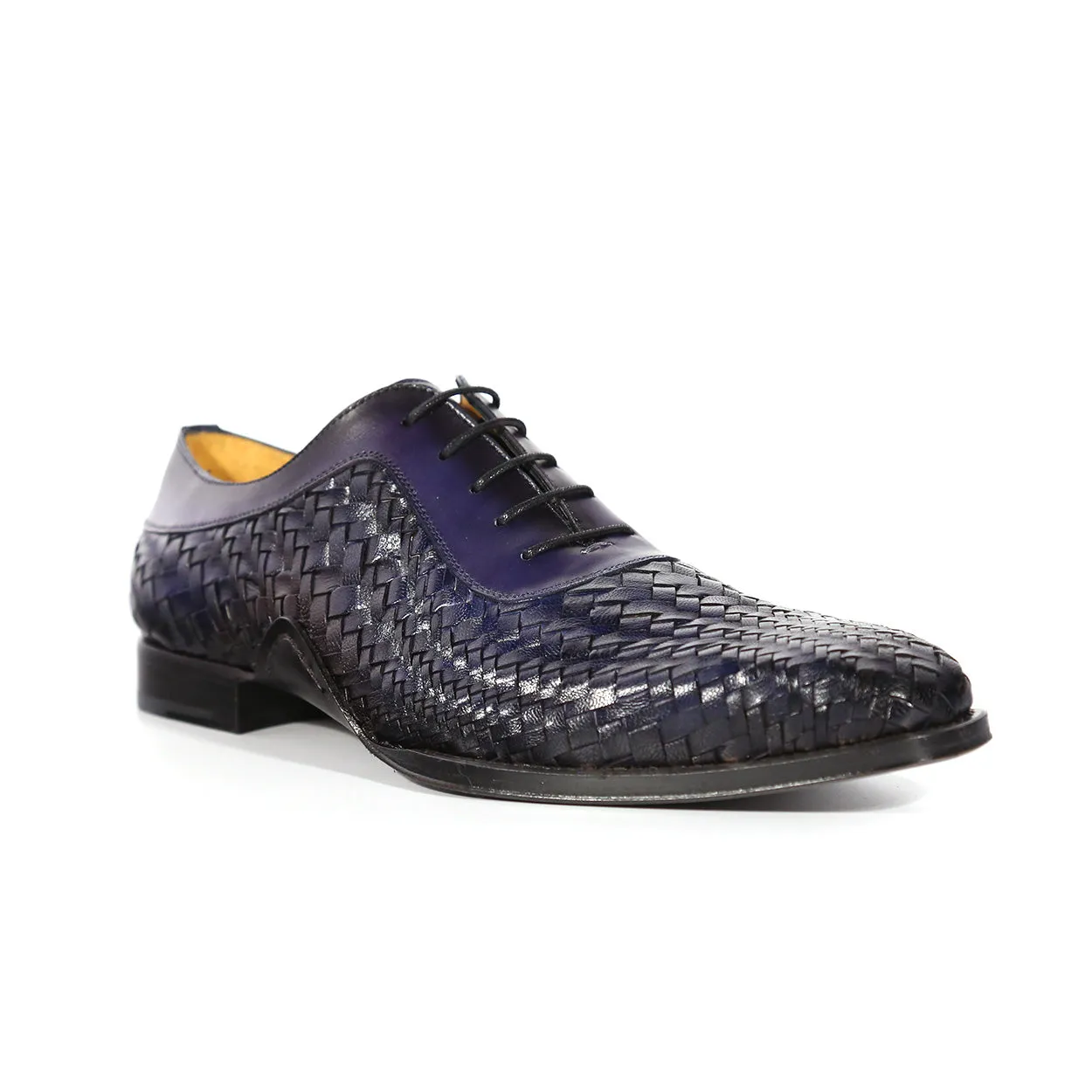 Mezlan S20702 Men's Shoes Blue Woven Leather Dress/ Formal Laceup Oxfords (MZS3617)