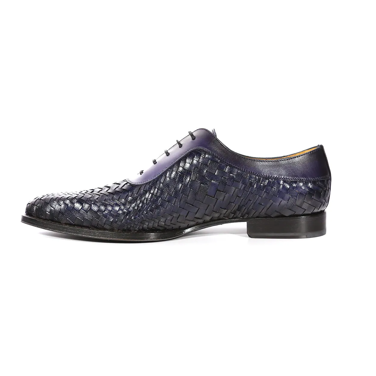 Mezlan S20702 Men's Shoes Blue Woven Leather Dress/ Formal Laceup Oxfords (MZS3617)