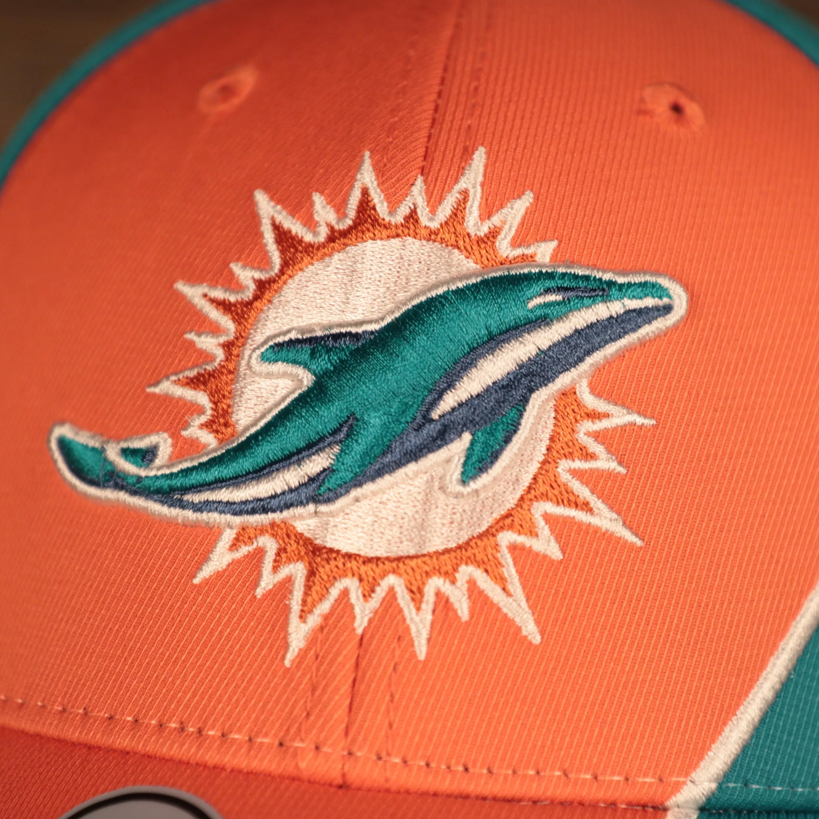 Miami Dolphins Orange and Teal Adjustable Dad Hat