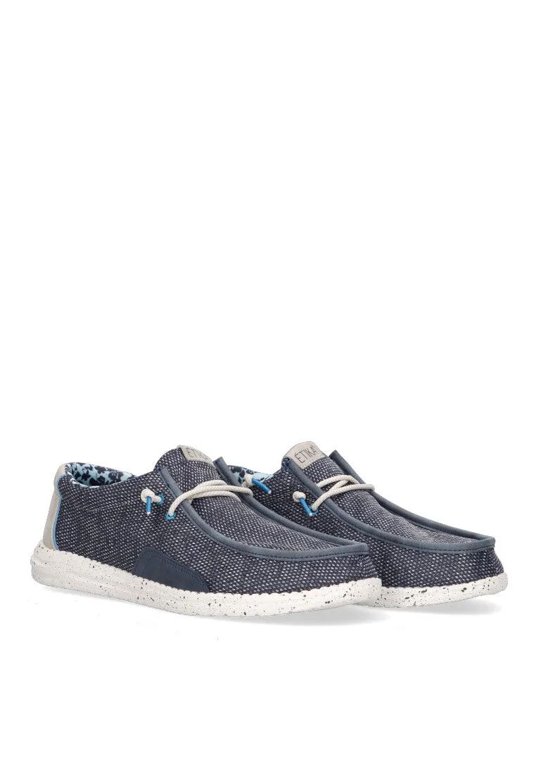 MOCASINES TEXTIL CASUAL CON ESTILO BICOLOR  ETIKA AZUL PLANO HOMBRE SILGAR