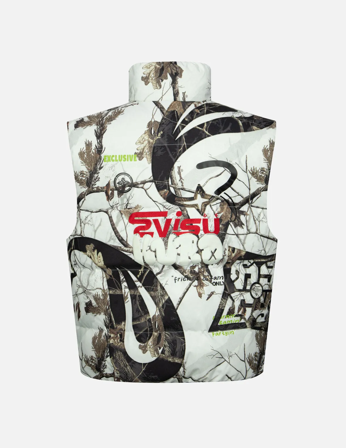 Multi Logos Tree Camo Oversized Down Vest