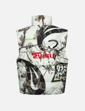 Multi Logos Tree Camo Oversized Down Vest