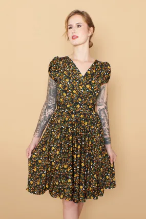 Mustard & Orange Floral Jersey Dress