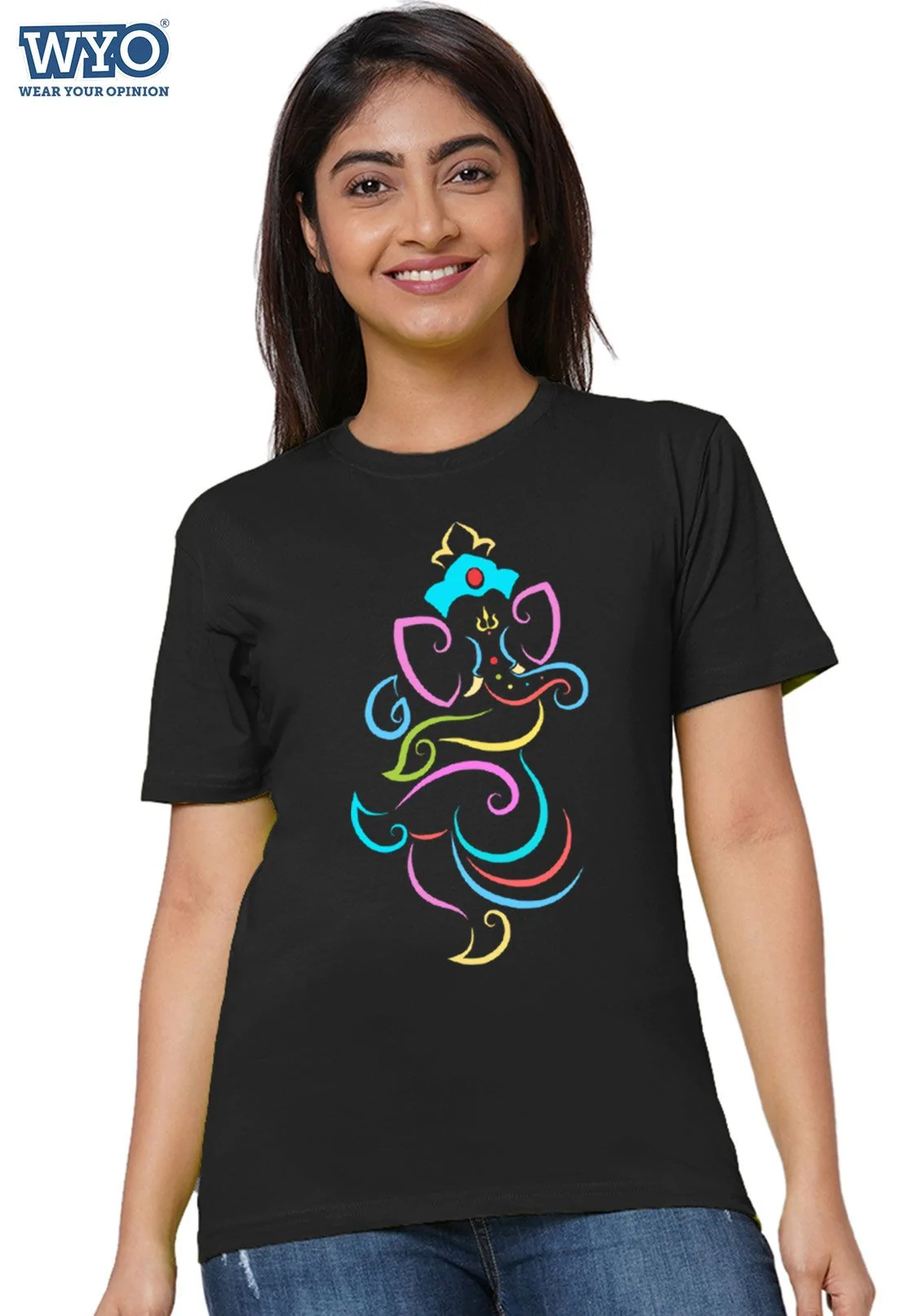 Nat Ganesha Stripe Women T-Shirt