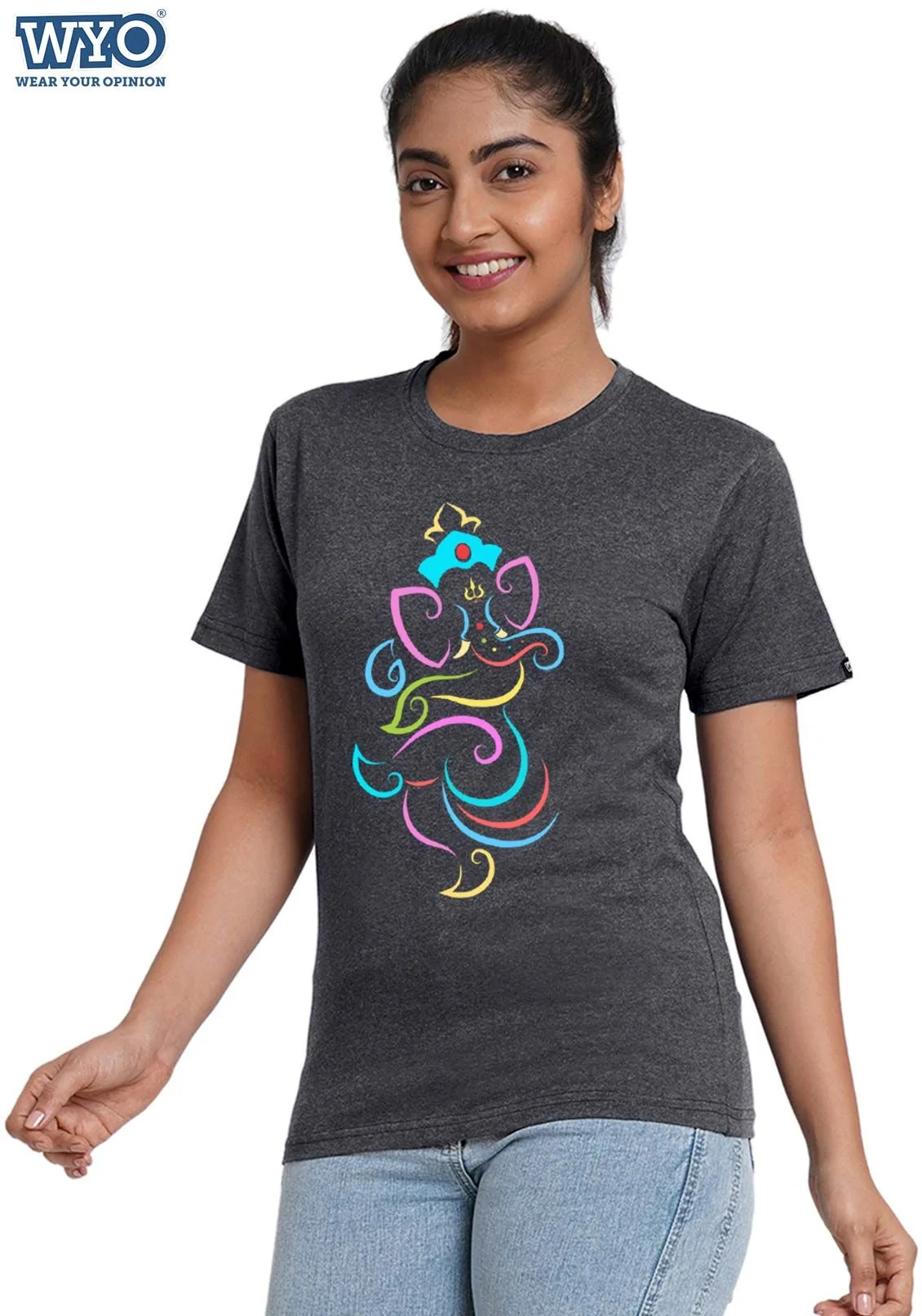 Nat Ganesha Stripe Women T-Shirt