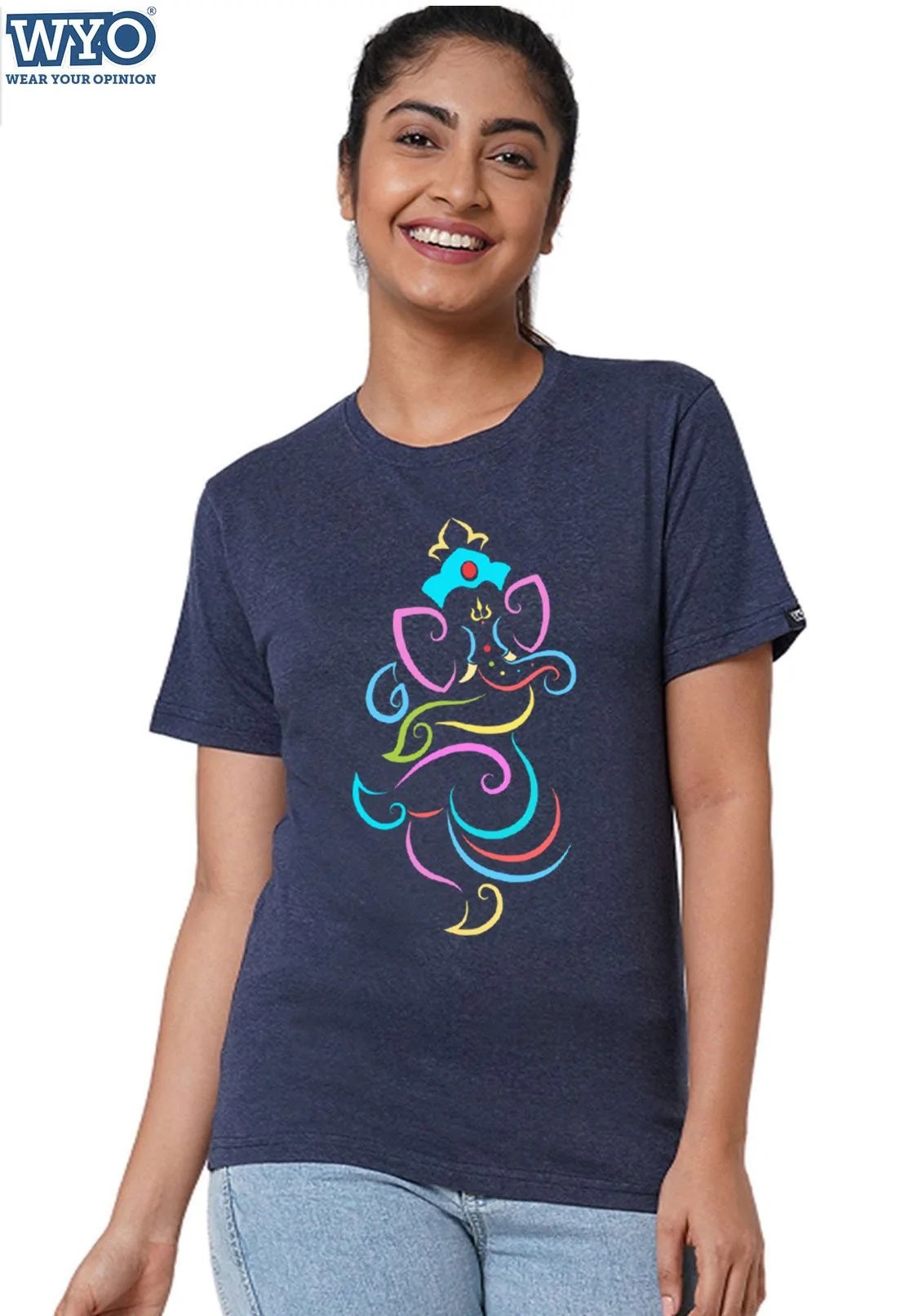 Nat Ganesha Stripe Women T-Shirt