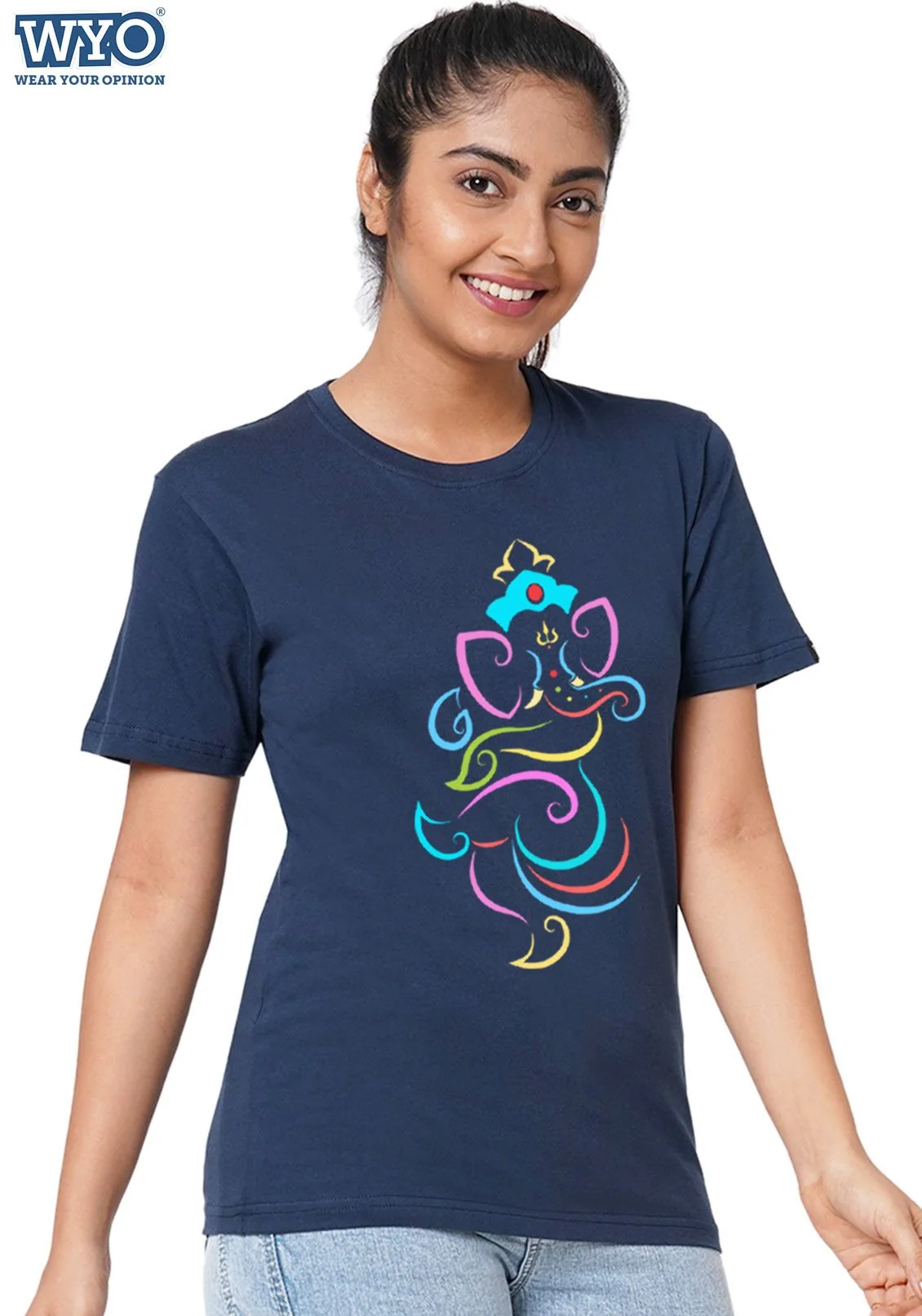 Nat Ganesha Stripe Women T-Shirt