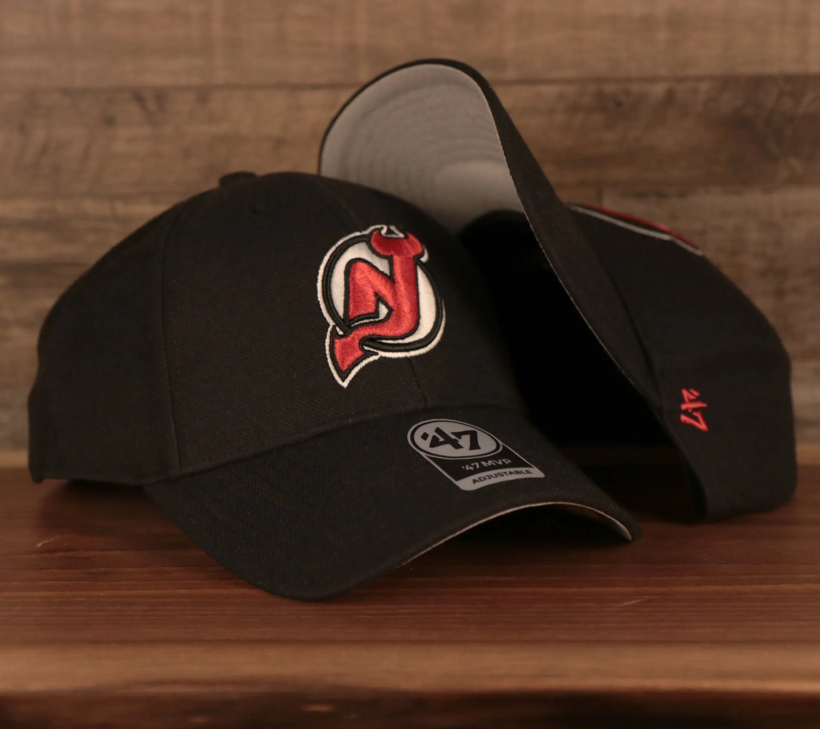 New Jersey Devils Black Grey Under Brim Adjustable Dad Hat