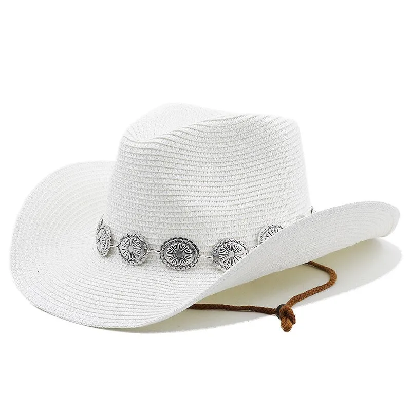 New Summer Men Women Straw Hollow Western Cowboy Hat Elegant Lady Punk Brand Sombrero Hombre Cowgirl Outdoor Jazz Beach Sun hat