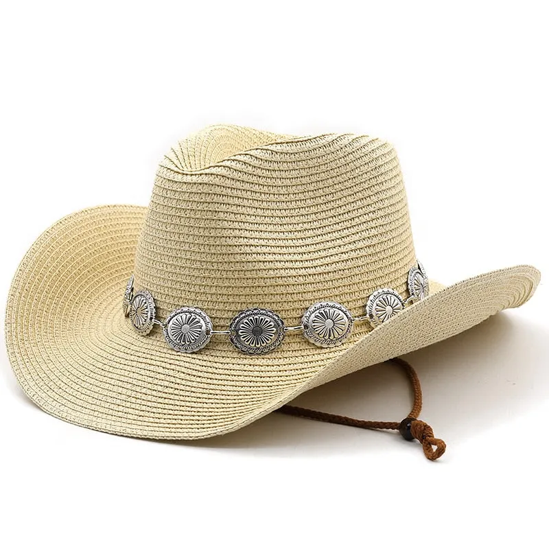 New Summer Men Women Straw Hollow Western Cowboy Hat Elegant Lady Punk Brand Sombrero Hombre Cowgirl Outdoor Jazz Beach Sun hat