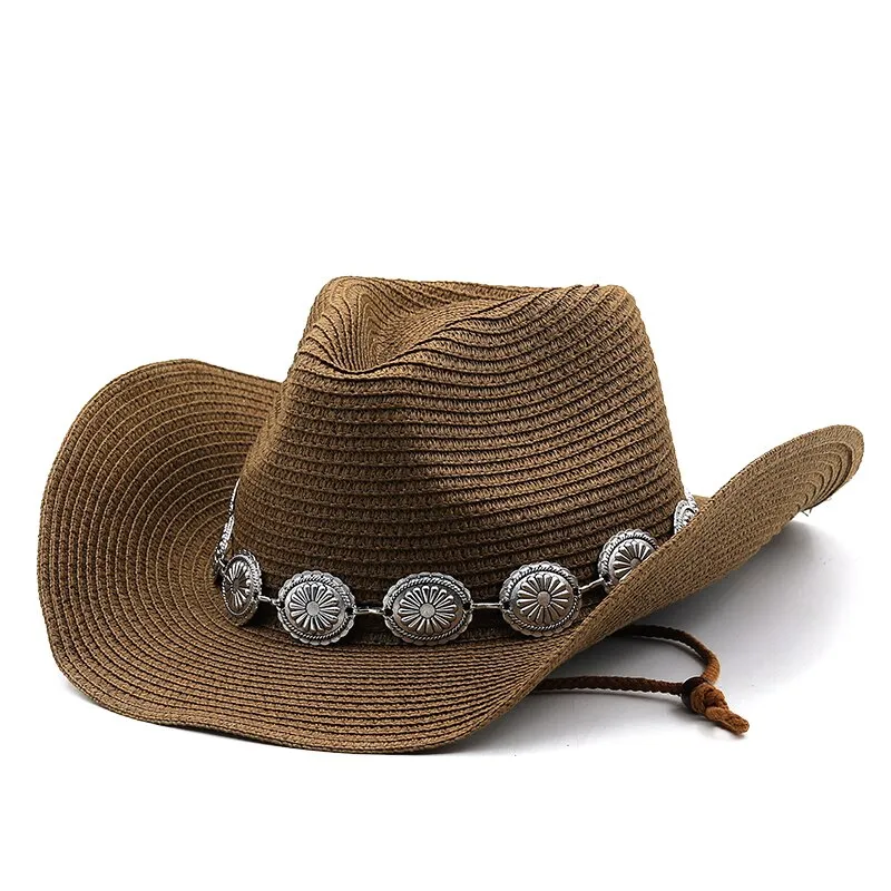 New Summer Men Women Straw Hollow Western Cowboy Hat Elegant Lady Punk Brand Sombrero Hombre Cowgirl Outdoor Jazz Beach Sun hat