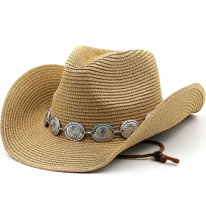 New Summer Men Women Straw Hollow Western Cowboy Hat Elegant Lady Punk Brand Sombrero Hombre Cowgirl Outdoor Jazz Beach Sun hat