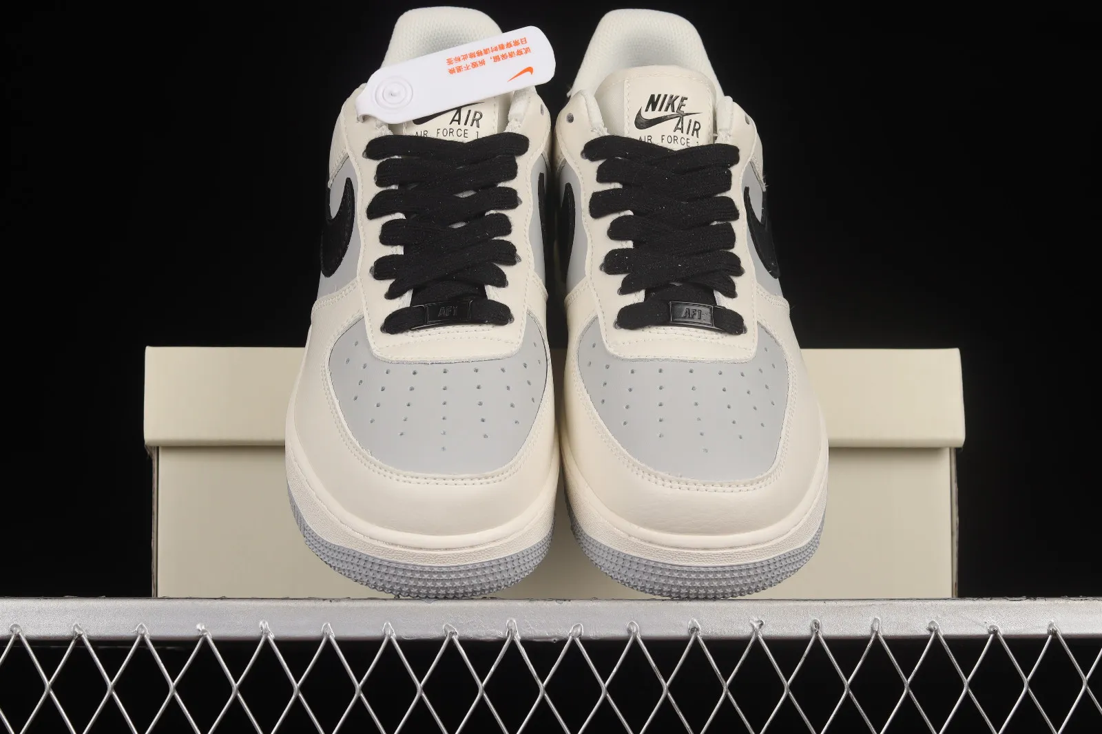 Nike Air Force 1 07 Low Light Grey Black White Shoes TQ9685-785