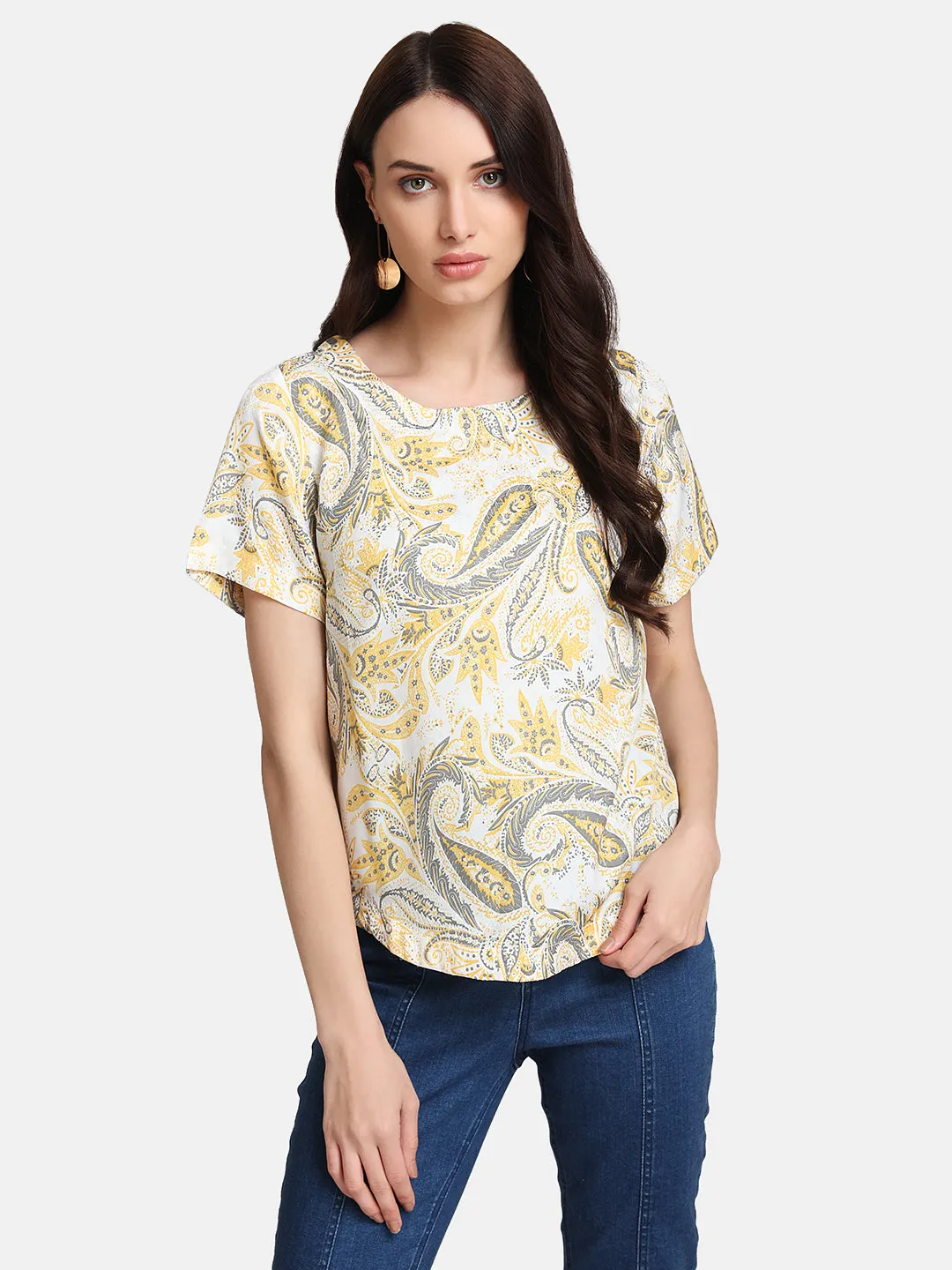 Paisley Printed Jacquard Top