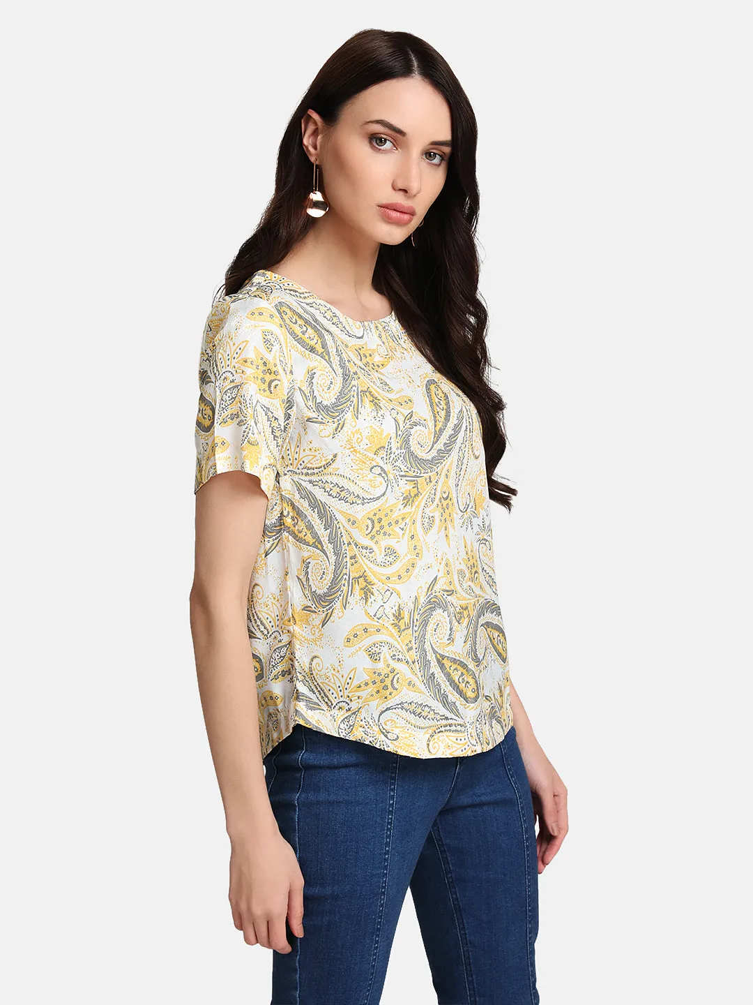 Paisley Printed Jacquard Top