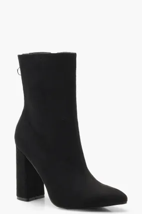 Pointed Block Heel Sock Boots