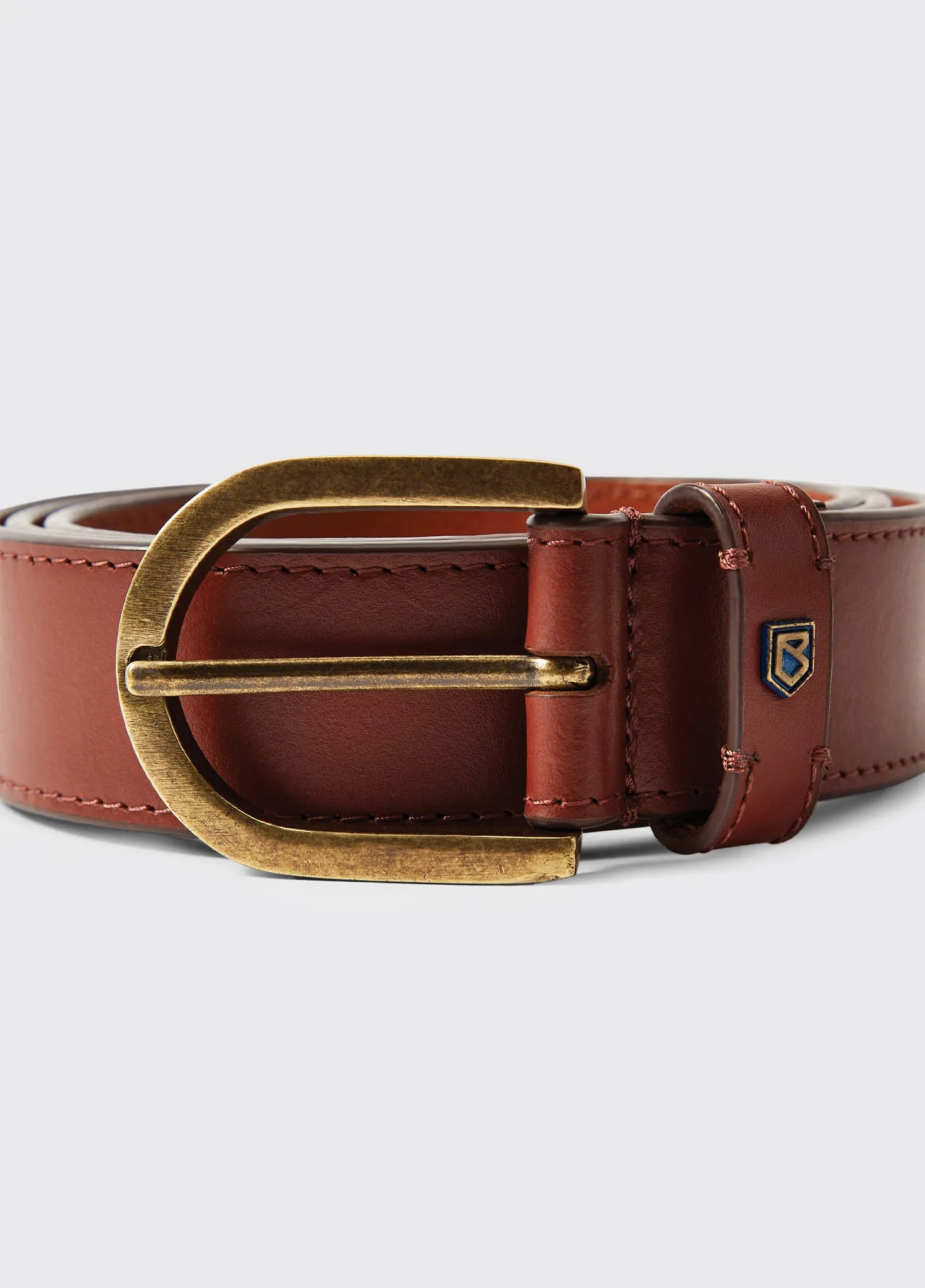 Porthall Mens Leather Belt - Chestnut