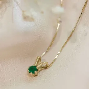 Rabbit pendant with emerald stone 4 mm