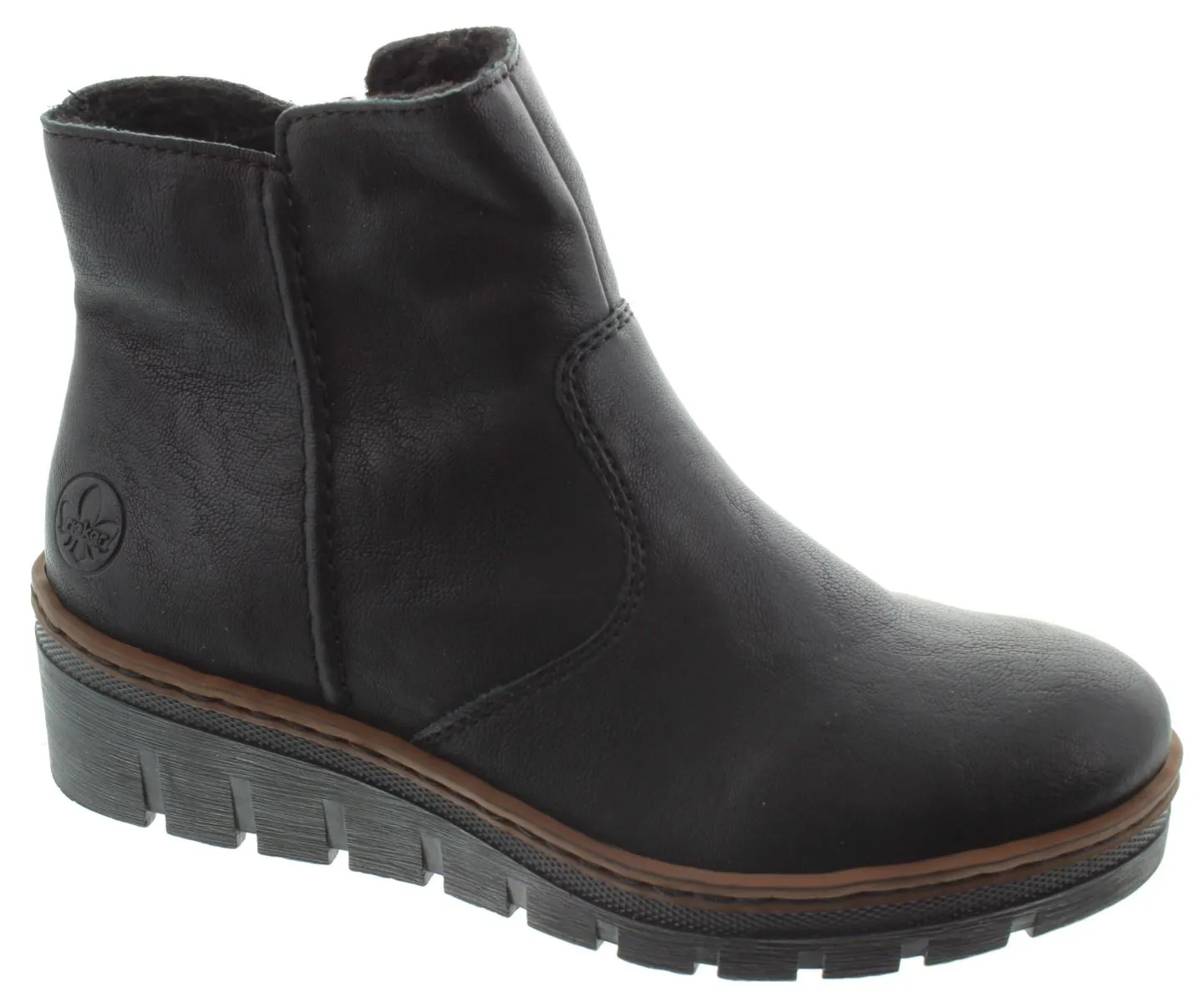 RIEKER Ladies X9165 Wedge Ankle Boots In Black