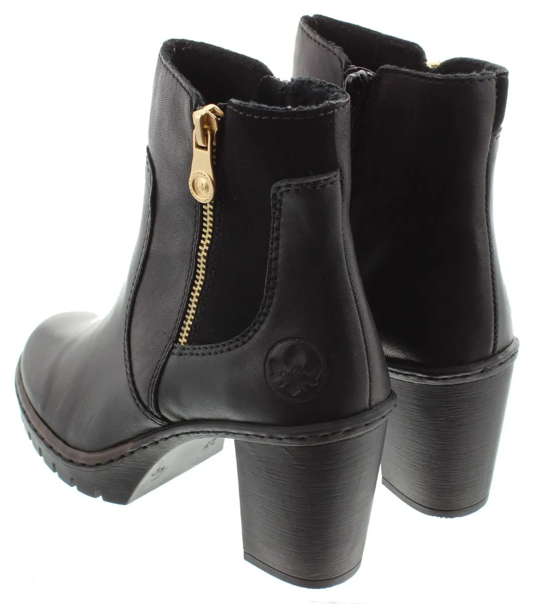 RIEKER Ladies Y2557 Heel Ankle Boots In Black