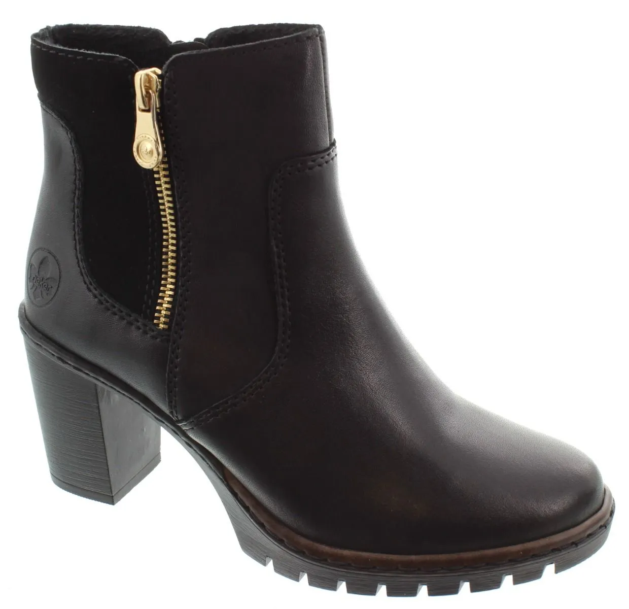 RIEKER Ladies Y2557 Heel Ankle Boots In Black